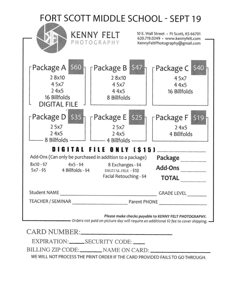 Fort Scott Middle School Picture Form - September 19th