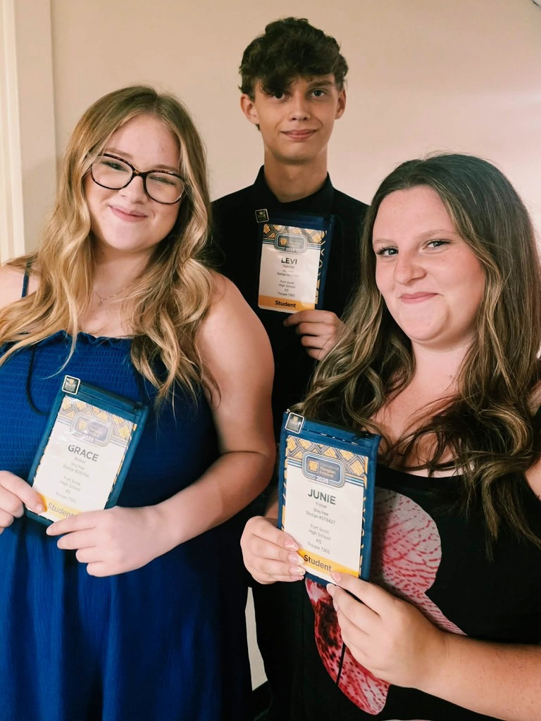 From L: Grace Walker, Levi Fairchild, and Junie Fisher receive Superior ratings on their Thespy (Individual Event) performances.