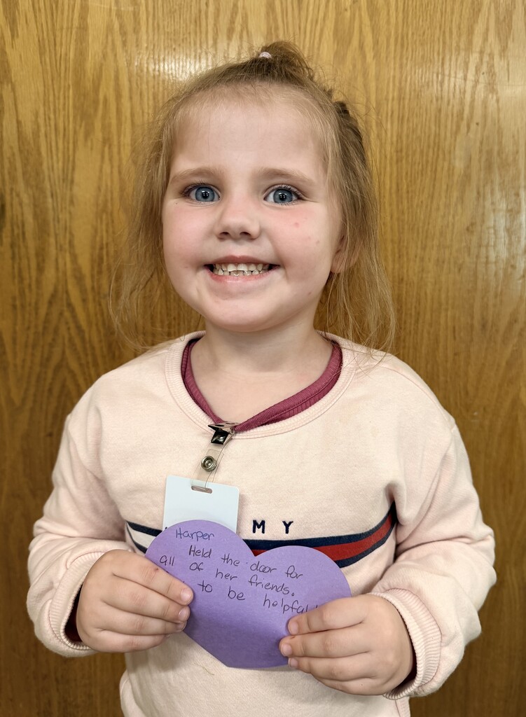 10/19/2026 Harper received the Kindness Heart Award
