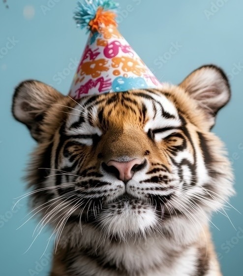 smiling birthday tiger