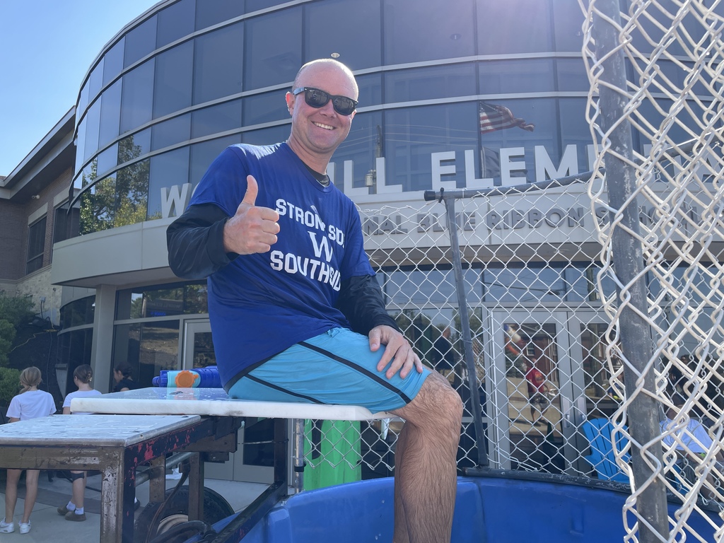 Mr. Gesenhues is all smiles atop the famous dunk tank at Big Top.