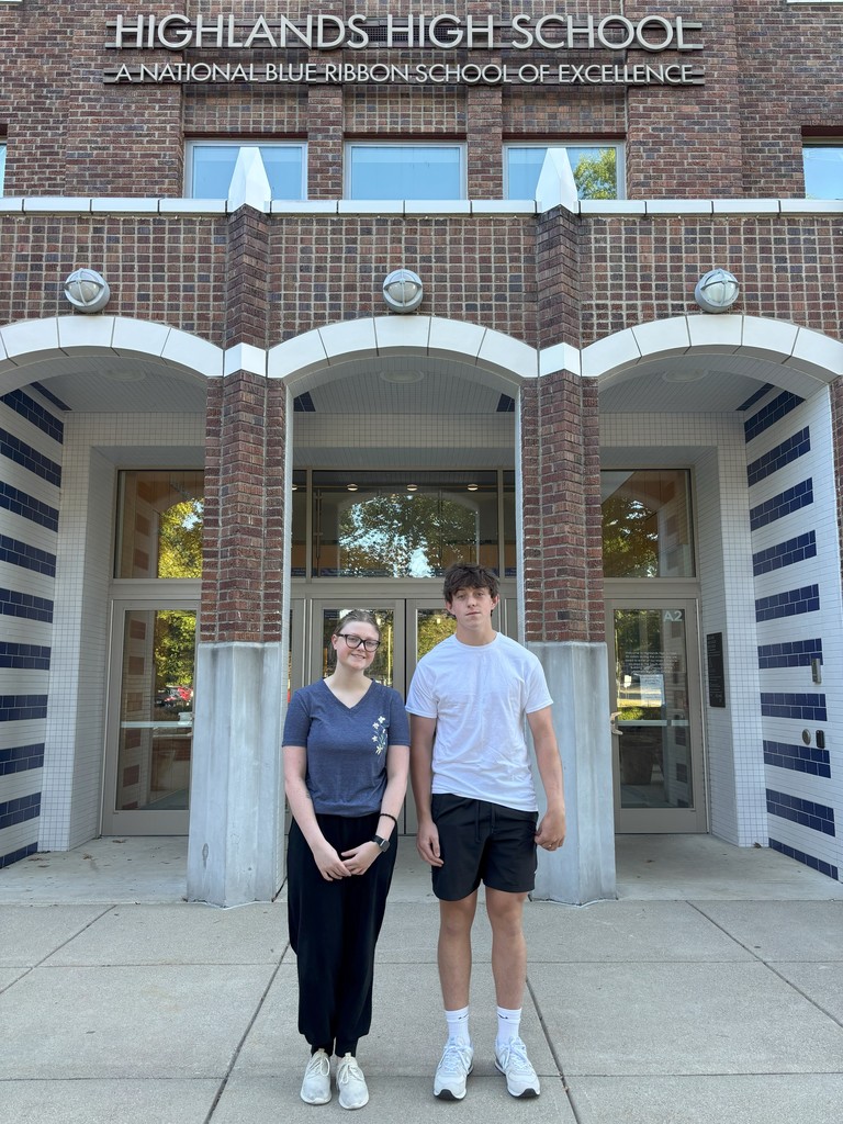 Addyson Eifert (left) and Dylan Spears (right) in front of Highlands High School