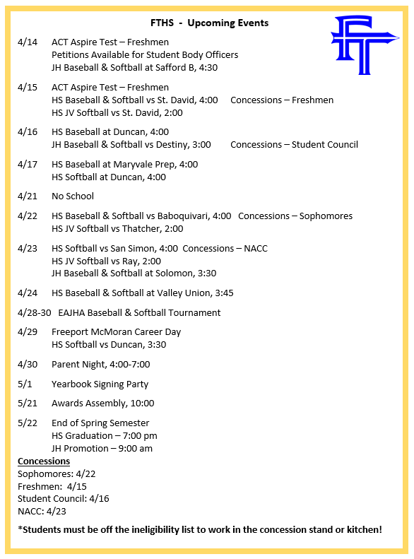 Upcoming Events - Updated