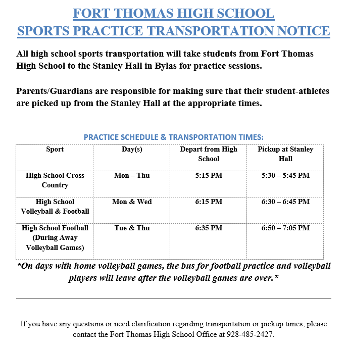 FTHS: Sports Practice transportation