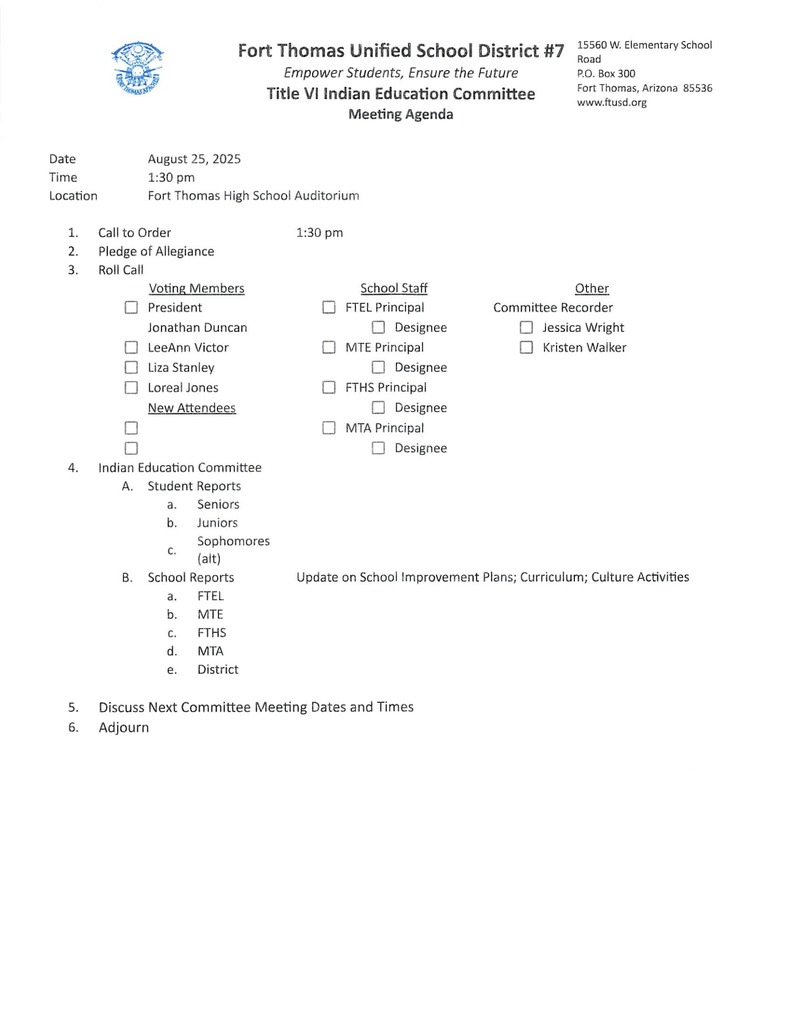 Indian Education Committee Meeting
