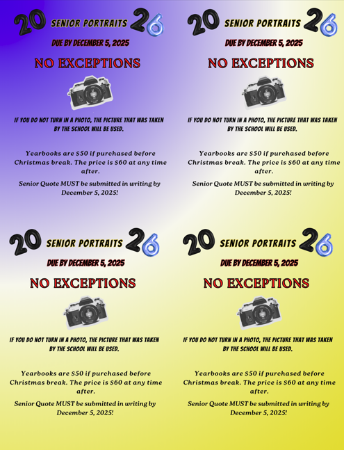 Senior Photo deadlines