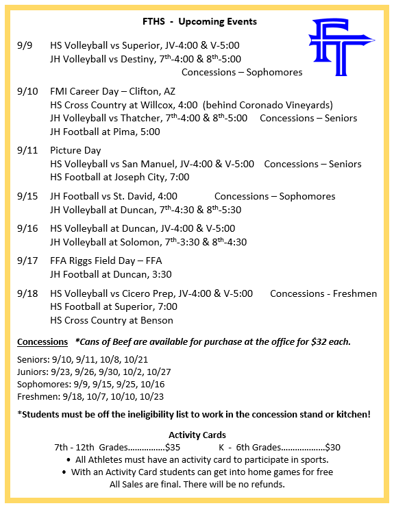 FTHS: Weekly Events