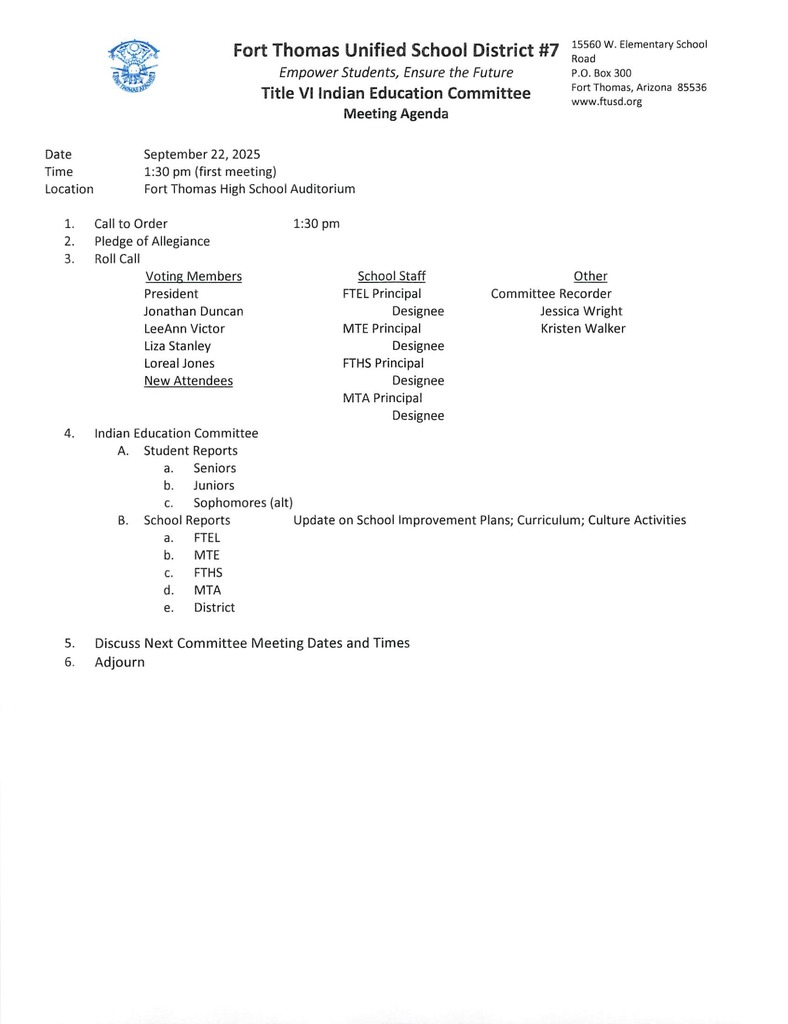 Indian Education Committee & Johnson O'Malley Meeting 