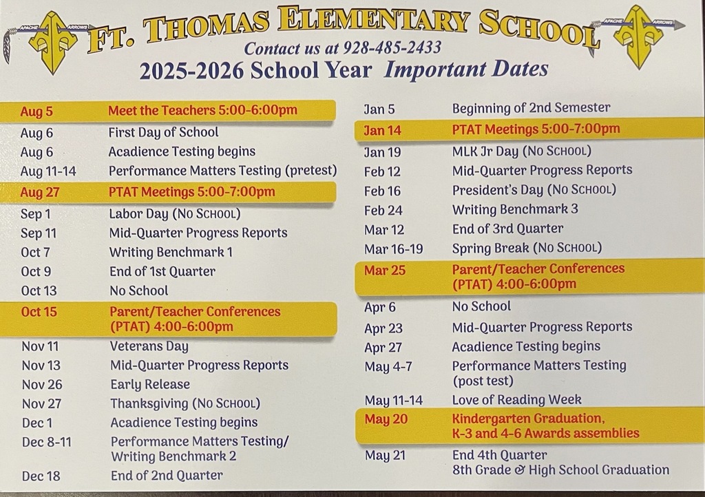 Important dates