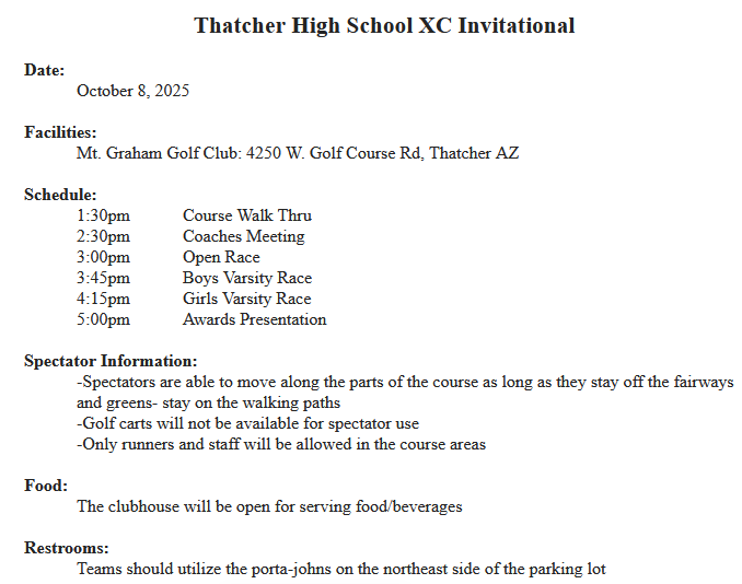 Thatcher Cross Country Meet