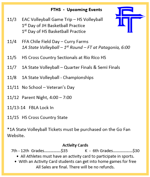 FTHS Weekly Events