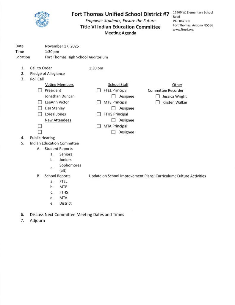 Indian Education Committee & Johnson O'Malley Meeting 