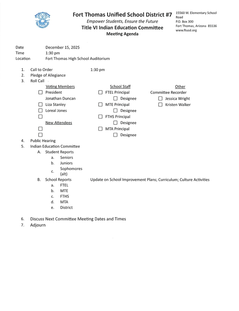 Indian Education Committee & Johnson O'Malley Meeting 