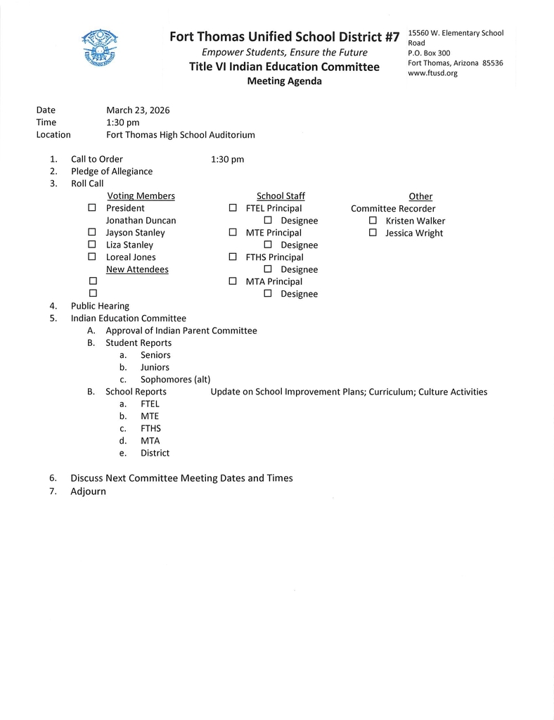 Indian Education Committee Meeting Agenda