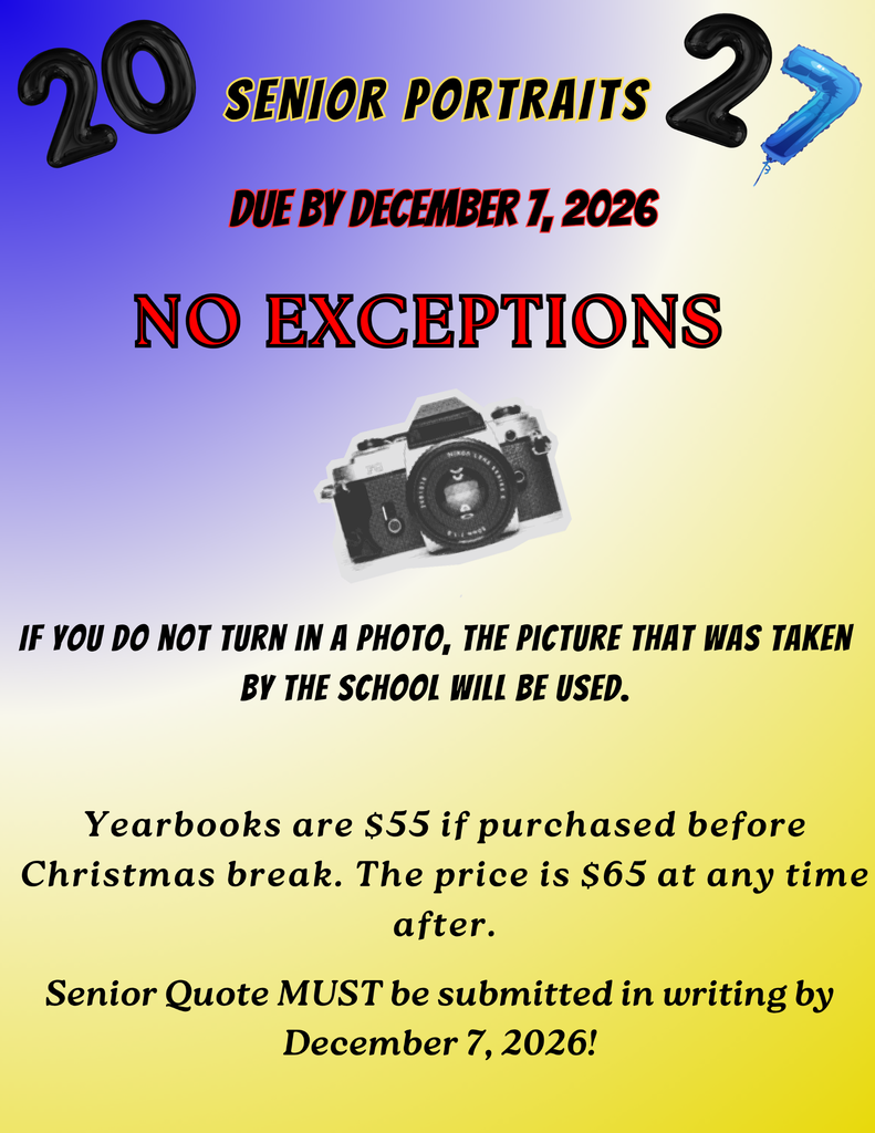 Senior Yearbook deadlines