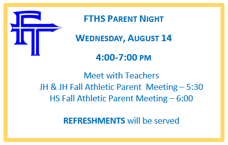 FTHS Parent Night, 8/14