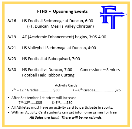 FTHS: Upcoming Events