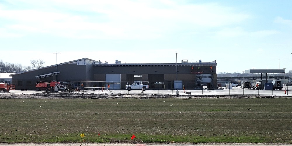 Work on the Transportation Center exterior continues