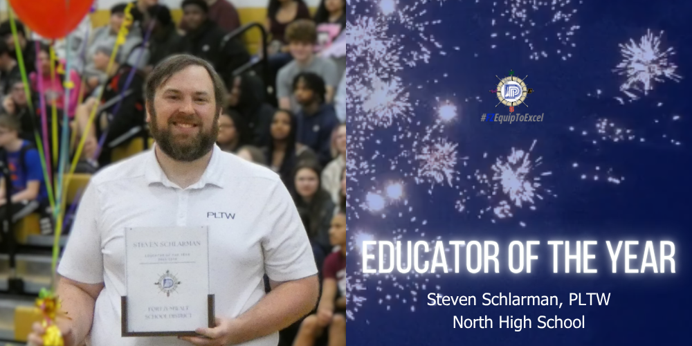 Steven Schlarman with baloons and certificate