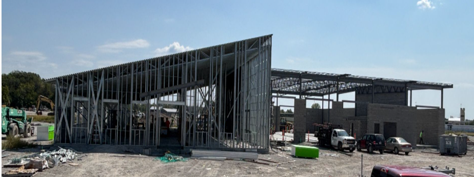 Steel structure of Transportation on a sunny day