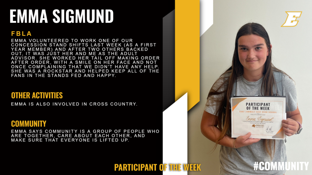Participant of the Week - Emma Sigmund