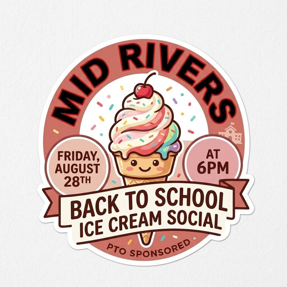 Mid Rivers Back to School Ice Cream Social Friday, August 28th at 6pm- PTO sponsored