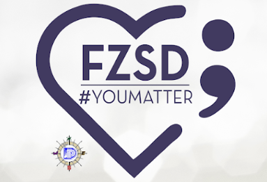 Purple text that says FZSD #YouMatter! Heart is purple on a white and light purple field. FZSD Logo