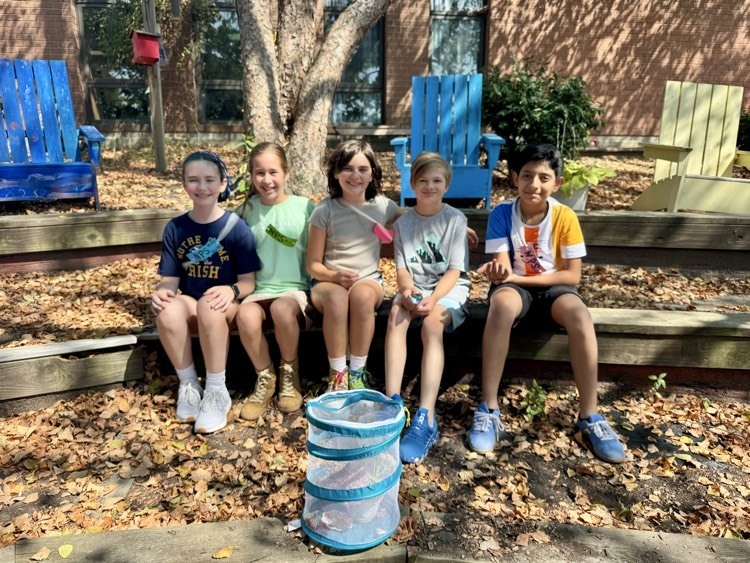 5 students releasing butterflies 