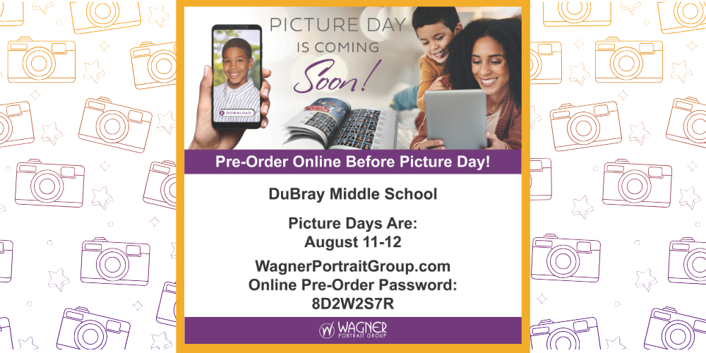 News banner with information on how to pre order school pictures