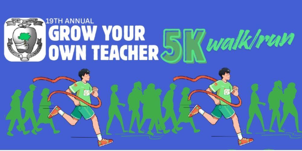 Flyer of clip art runners for Grow Your Own Teacher 5K