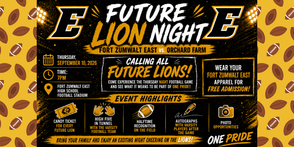 Future Lion Night 9/10 Kickoff at 7 pm at FZE high school
