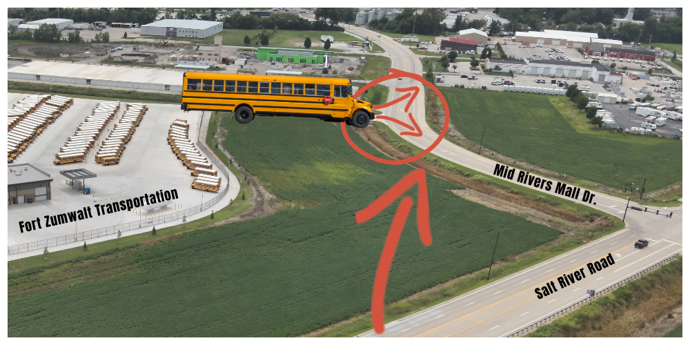 Map illustrates bus traffic leaving Transpotration Center