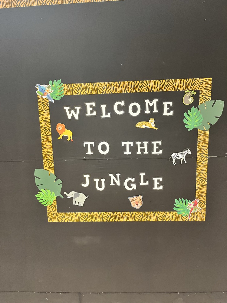 yellow rimmed sign - WELCOME TO THE JUNGLE!