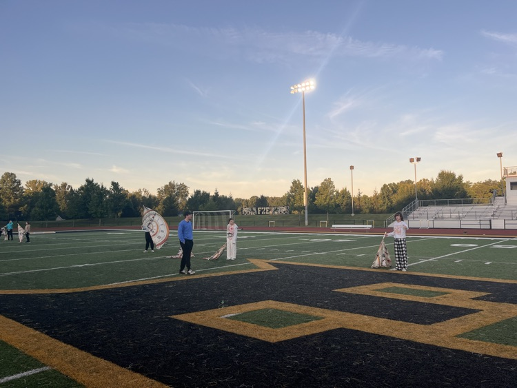 Color Guard working on their formation and positioning on the field