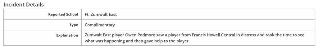 Owen Podmore complimented for his treatment of an opponent on Friday night.