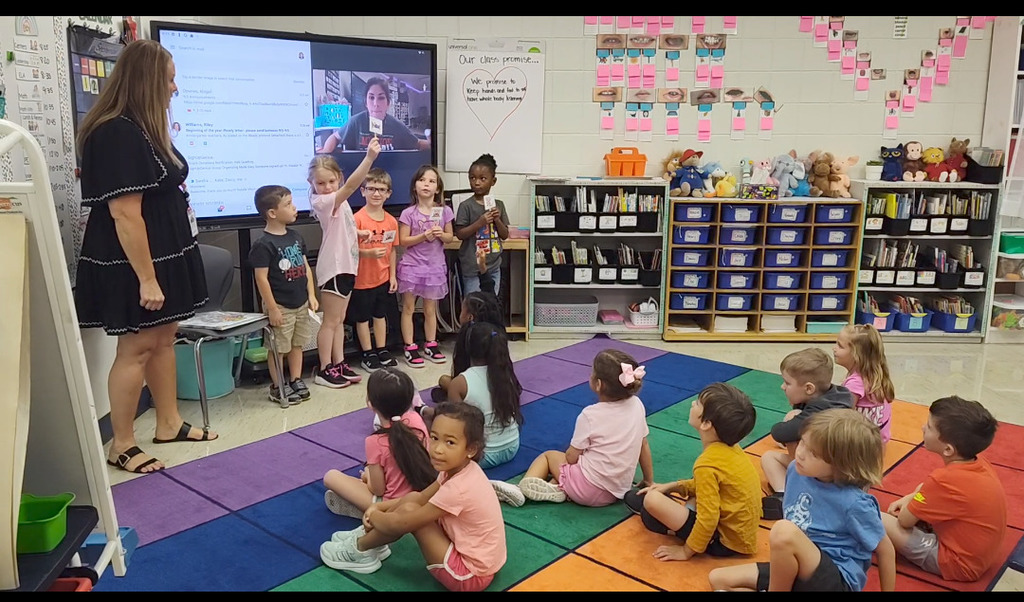 Kindergarten students take turns sequencing Nursery Rhymes