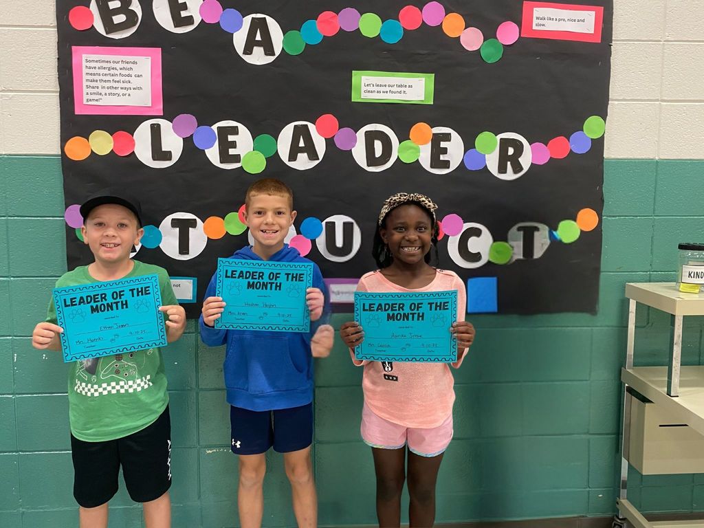 3rd Grade Students with their Leader of the Class Awards