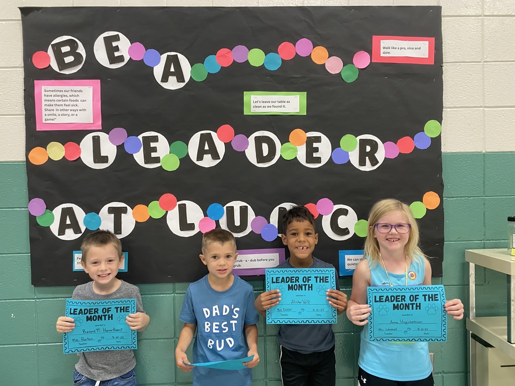 Kindergarten students with their Leader of the Class Awards
