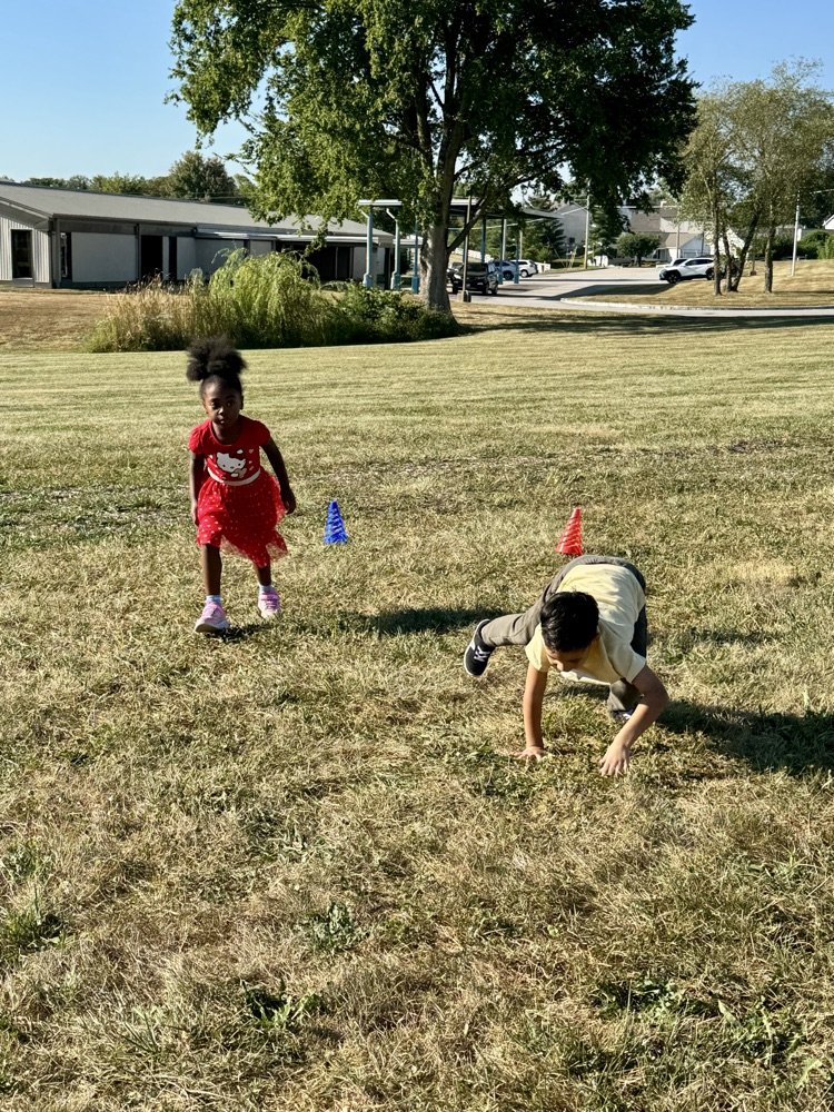 Two students racing as the tortoise and the hare  
