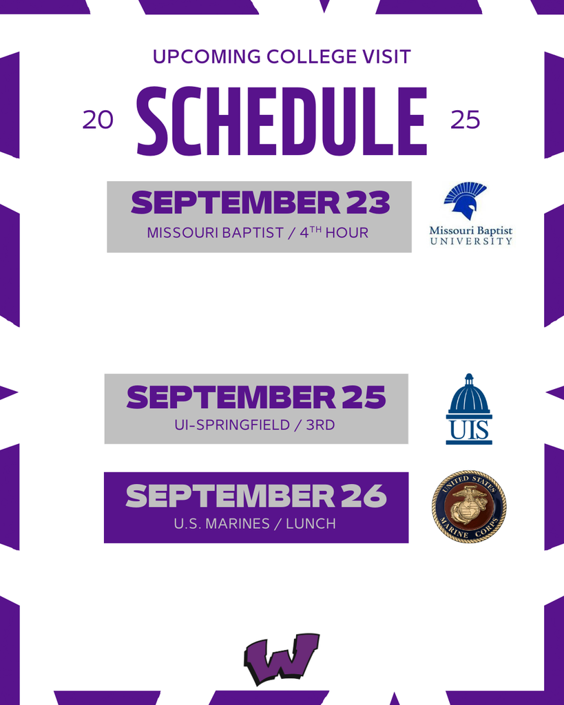 During the school year, colleges, universities, and service academies from throughout the country are scheduled to visit West. Juniors and seniors may meet with schools of their choice during scheduled visits. Students need to sign up with the guidance office to participate.