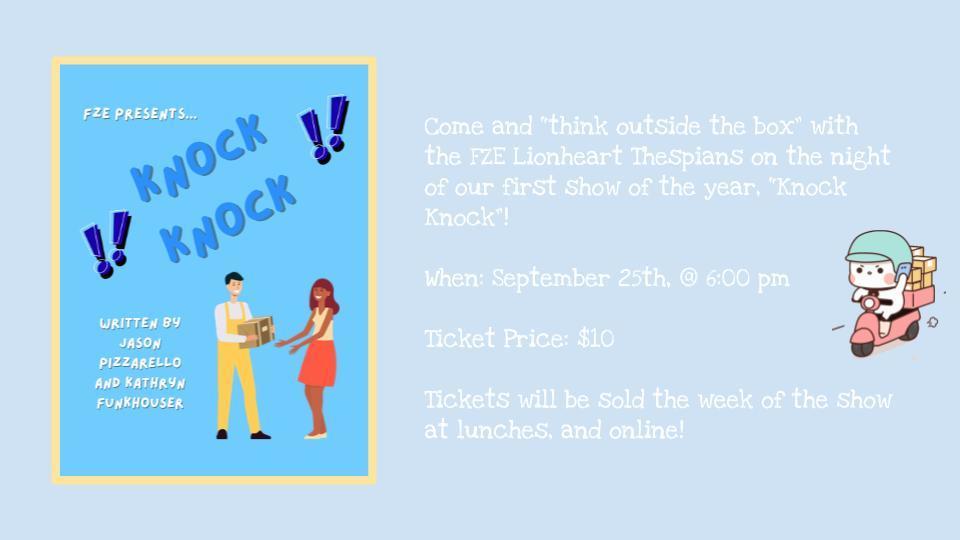 FZE presents Knock Knock writeen by Jason Pizzarello and Kathryn Funkhouser