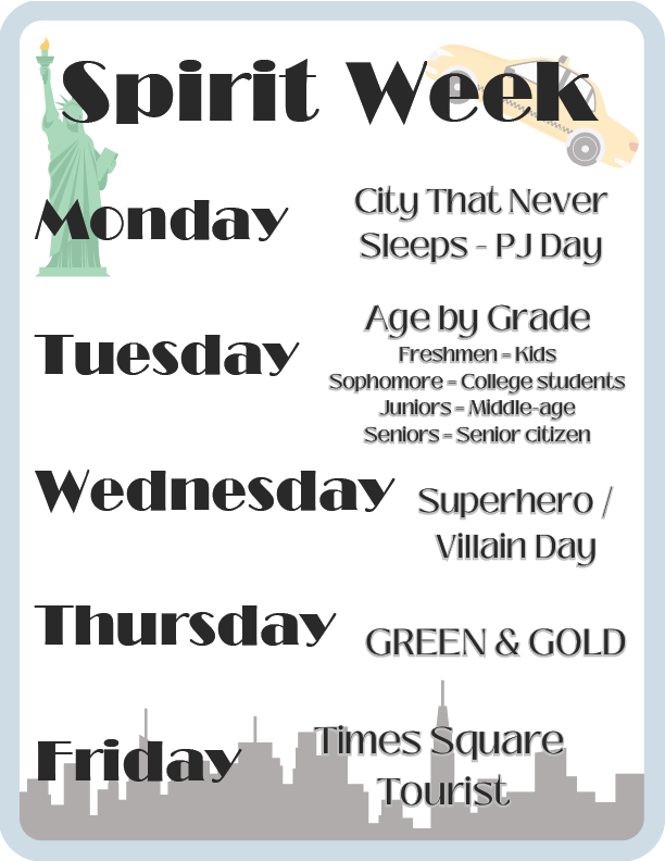 Spirit Week description Flyer