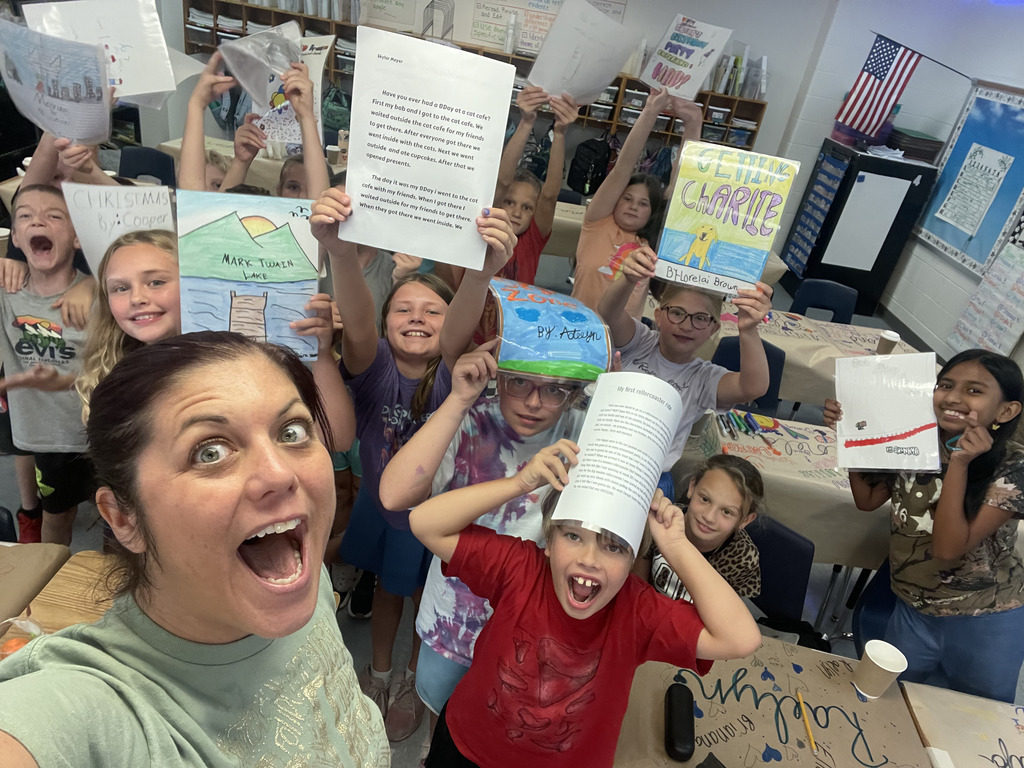 Mrs. Webb with her class and their narratives