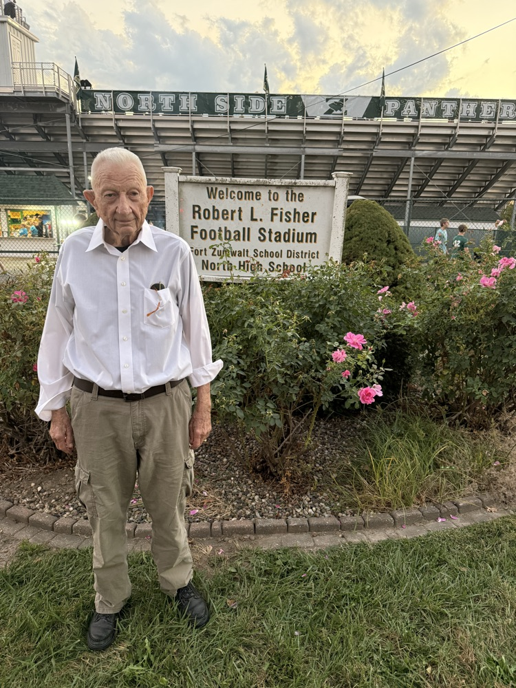 Robert Fisher by the stadium named in his honor