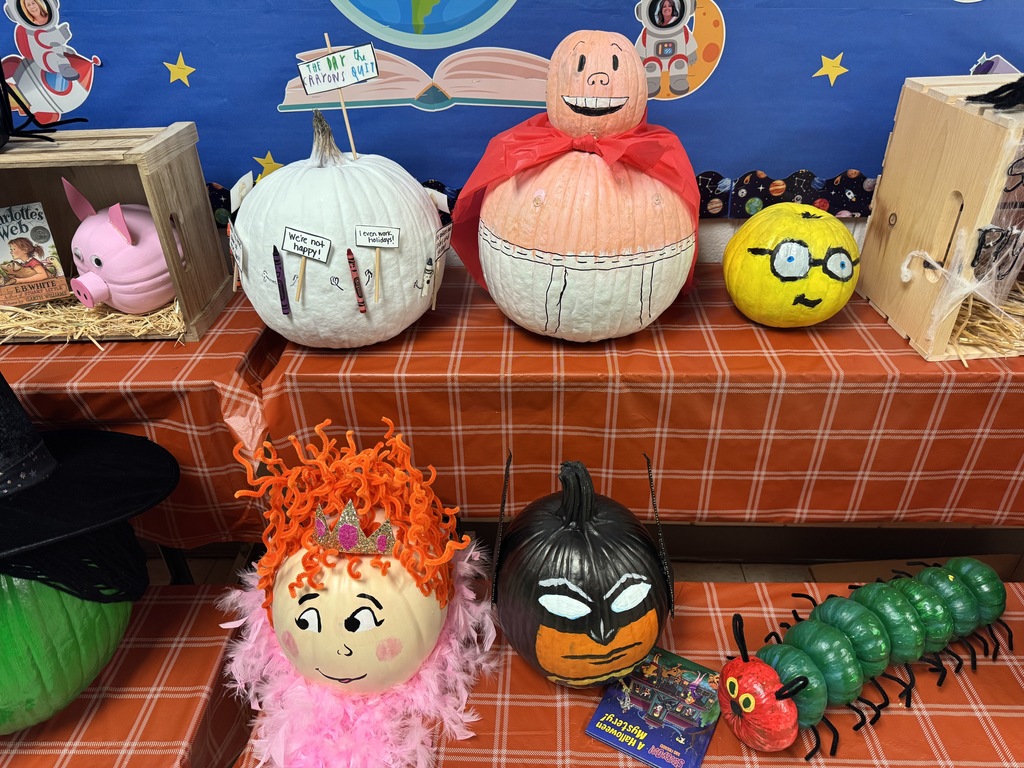 The Hungry Caterpillar, Batman, The Day the Crayon's Quit, Captain Underpants, a minion 