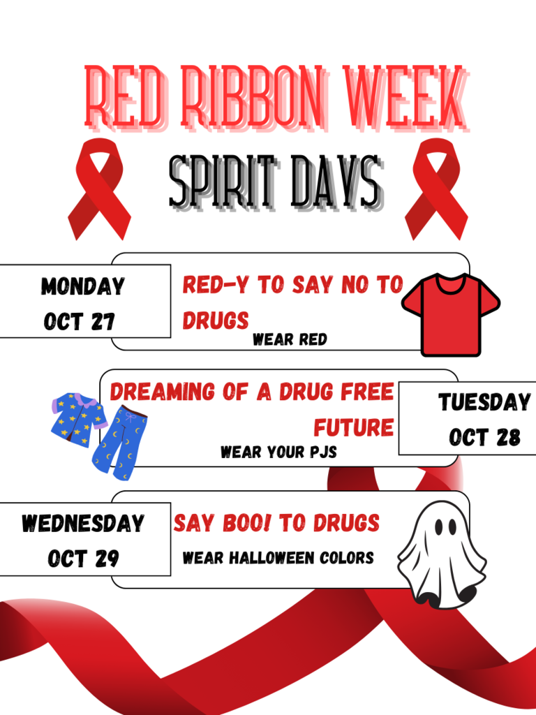 Red Ribbon Week Spirit Days October 27-29