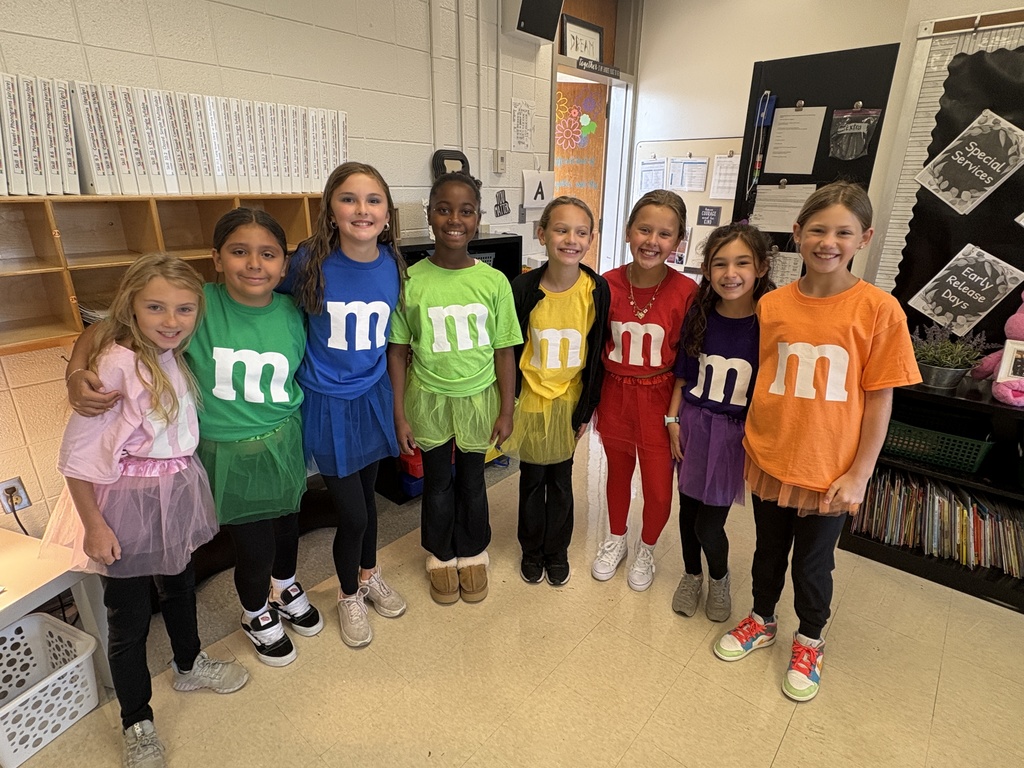 Students dressed up as M&Ms for the Halloween parade
