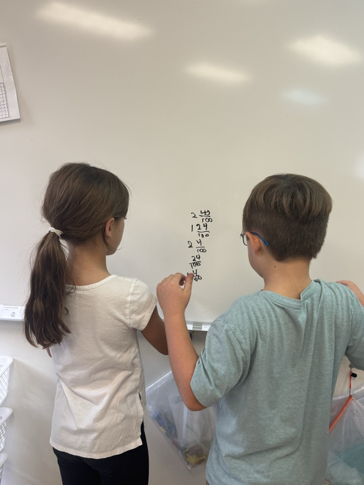 Two students working together to solve a math problem  