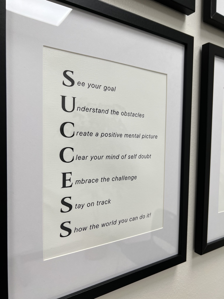 framed art with the word SUCCESS spelled vertically. Line-by-line message included in post