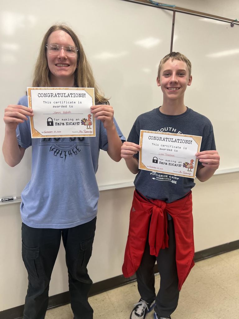 The day before Thanksgiving break, students in Mrs. Betteridge class didn't start break early. Students began prepping for their MAP test by participating in a Thanksgiving themed escape room that reviewed 6th, 7th, and 8th grade material. The students who escaped the fastest earned a certificate and a mustang coin. I super huge shoutout to all the students who had a positive attitude and great participation in escape room.  